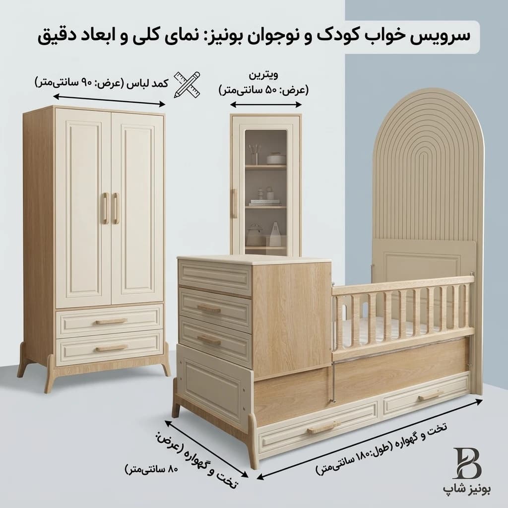سرویس خواب نوزاد و کودک مشکات مبلمان فرنا مدل 1141866 — تصویر ۲