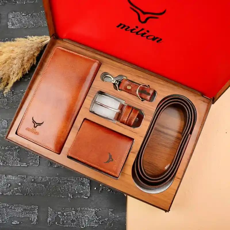 ست چهار تیکه کیف پول ساده جاکارتی جاکلیدی کمربند 41-134