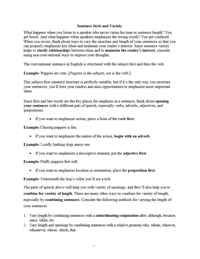 کتاب Sentence Variety (تنوع در ساختار جمله) نسخه انگلیسی PDF