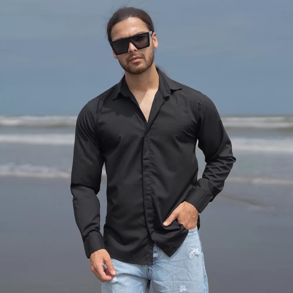 پیراهن مردانه مشکی کد 26525 — تصویر ۶