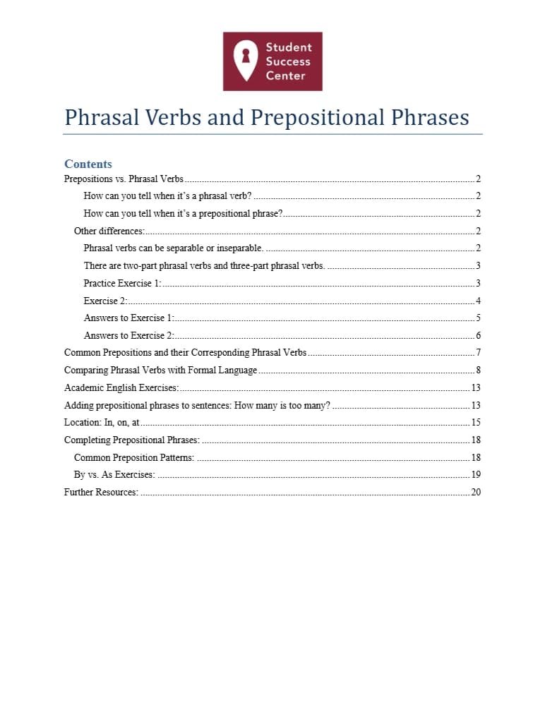 کتاب Prepositions vs Prepositional Phrases (حروف اضافه و عبارات حرف اضافه‌ای) نسخه انگلیسی PDF