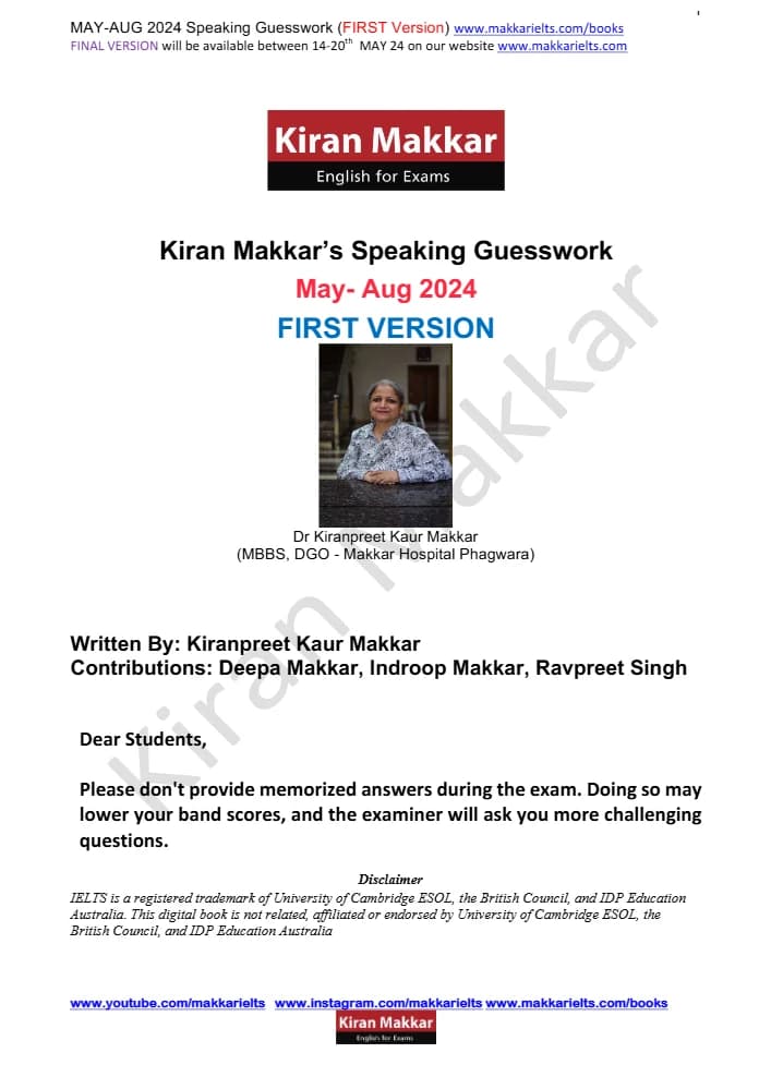 کتاب Speaking Cue Cards May–August First Version (کیوکارت‌های اسپیکینگ؛ نسخه اول می تا آگوست) نسخه انگلیسی PDF