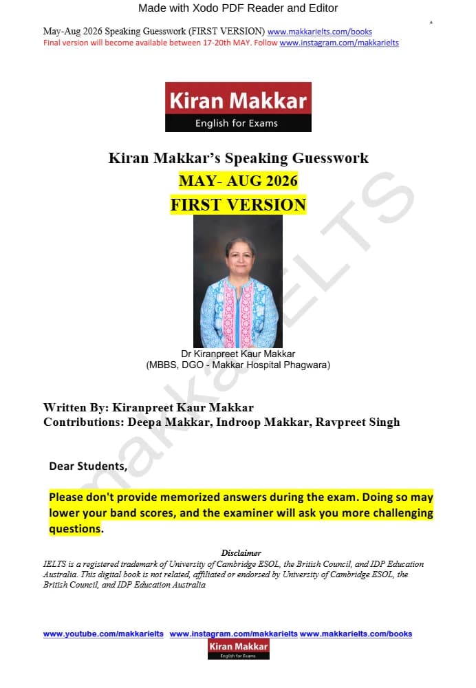 کتاب Makkar Speaking Cue Cards First Version May (کیوکارت‌های اسپیکینگ؛ نسخه اول ماه می) نسخه انگلیسی PDF | Kiran Makkar