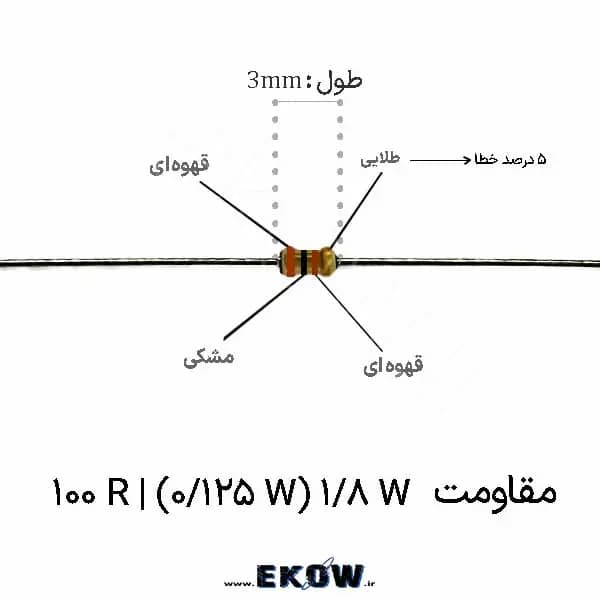 مقاومت 1/8 وات 100 اهم ( 1/8W 100R ) پک 5000 عددی