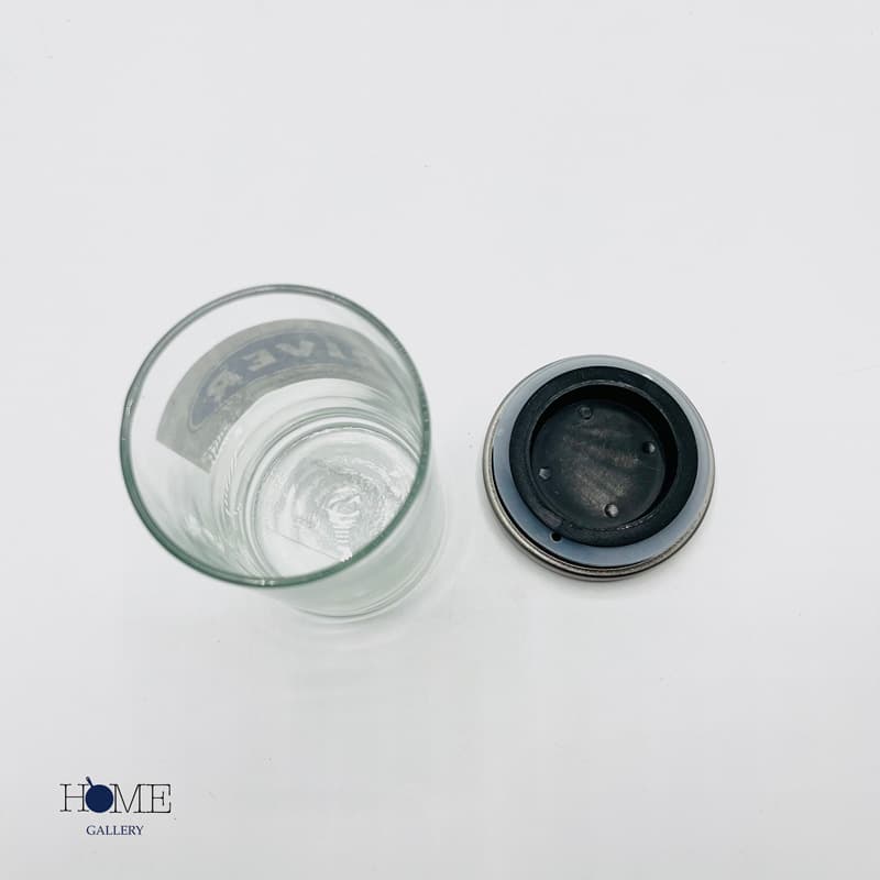 بانکه شیشه ای درب استیل ریور 200 میل قطر 8 ارتفاع 10 — تصویر ۲