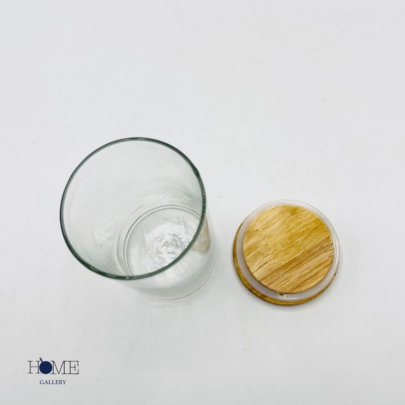 بانکه شیشه ای درب چوب ریور 120 میل قطر 6 ارتفاع 10 — تصویر ۲