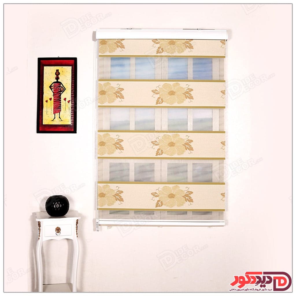 پرده زبرا ترک مدل گل دار کد LV-802