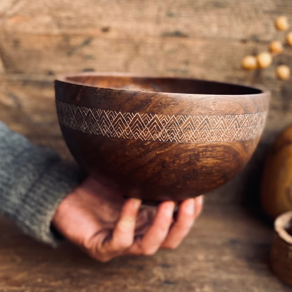 کاسه چوبی مدل مینا کد 0431