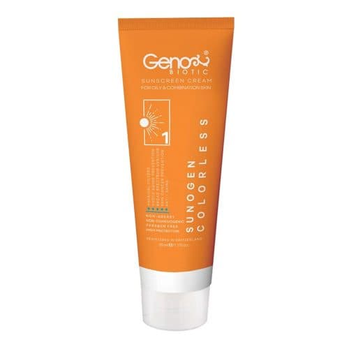 کرم ضد آفتاب SPF50 بی رنگ پوست چرب و مختلط ژنوبایوتیک 50 میلی لیتر — تصویر ۴