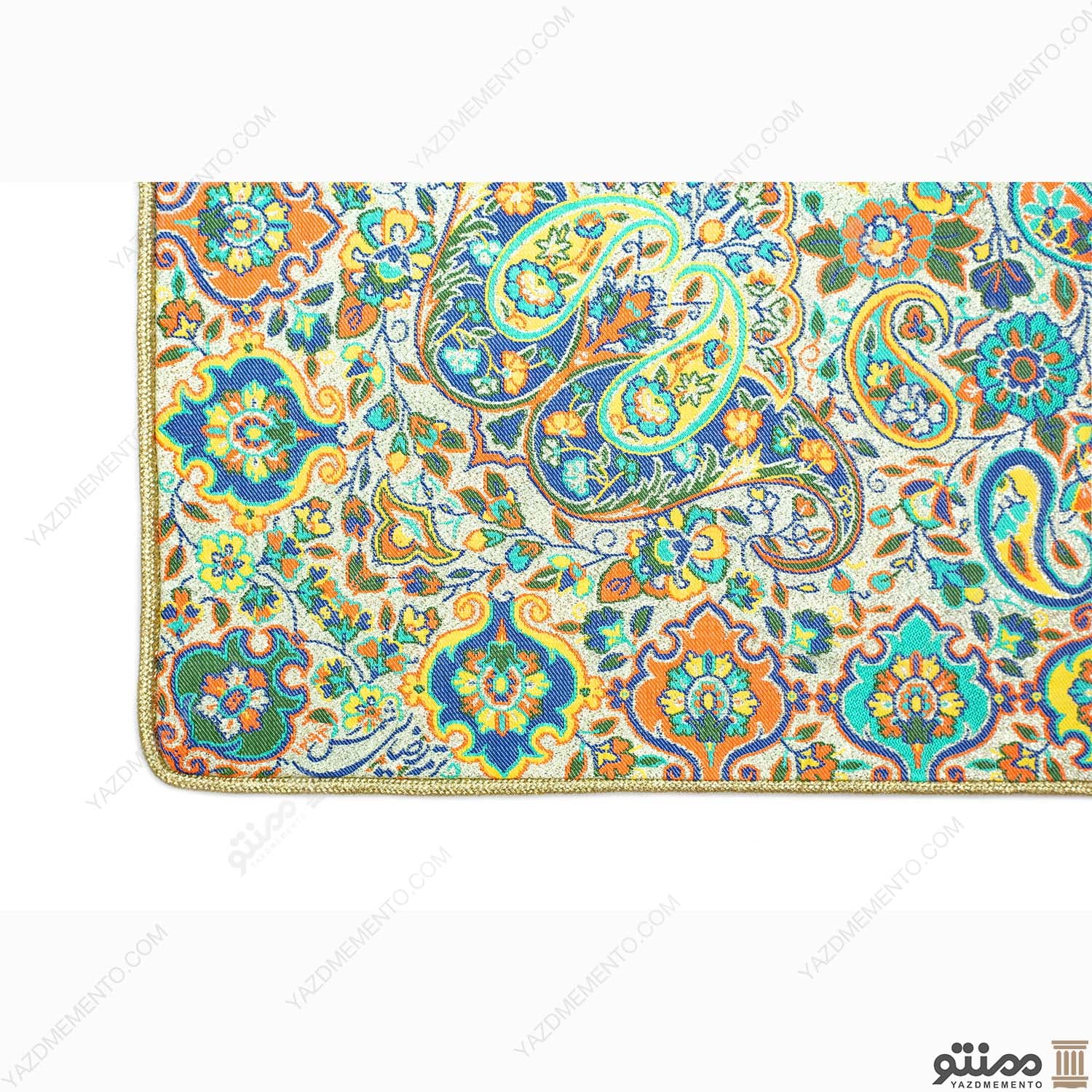 رومیزی ترمه مربع طرح ماندانا رنگ فیروزه ای — تصویر ۷