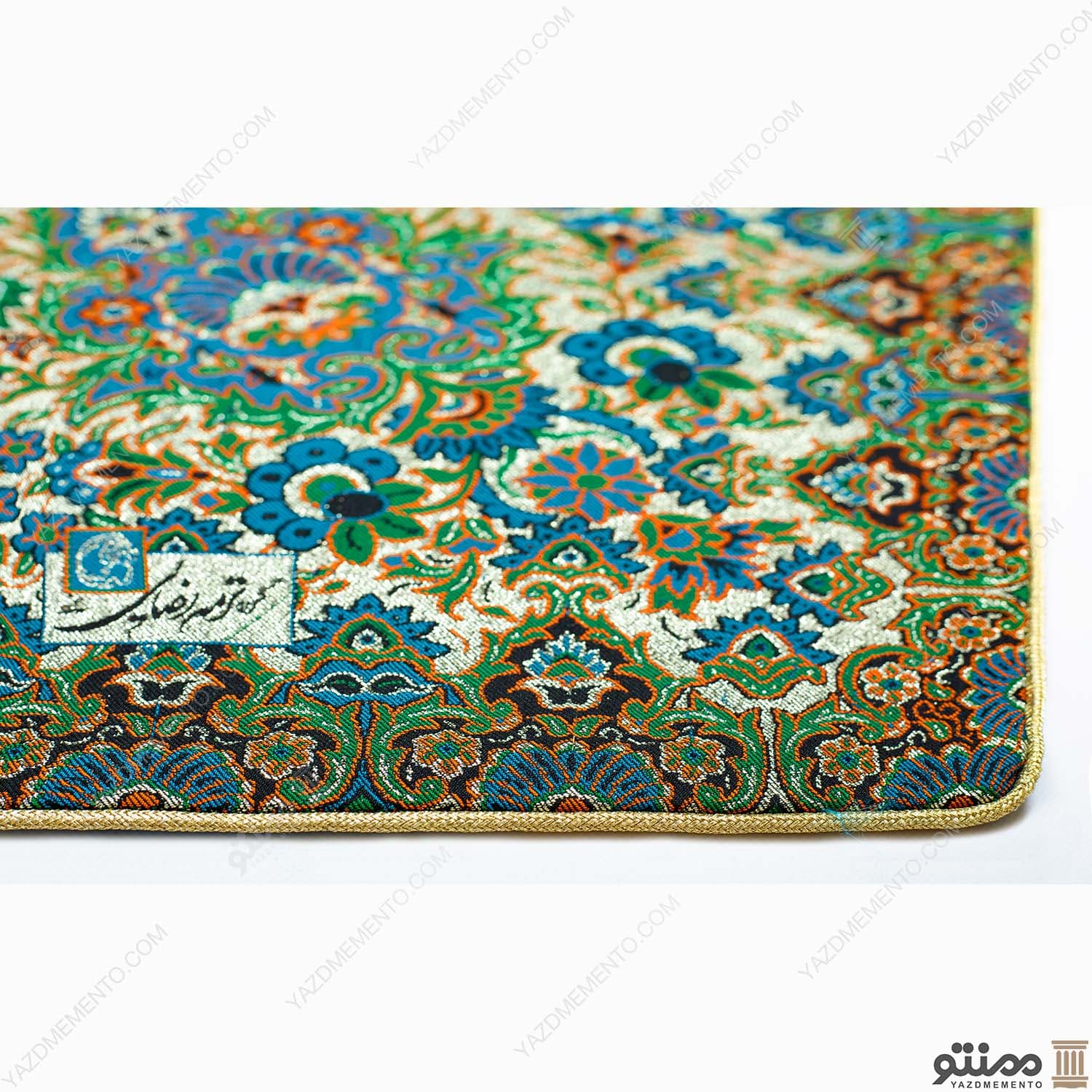 رومیزی ترمه مربع طرح سپهر رنگ آبی — تصویر ۷