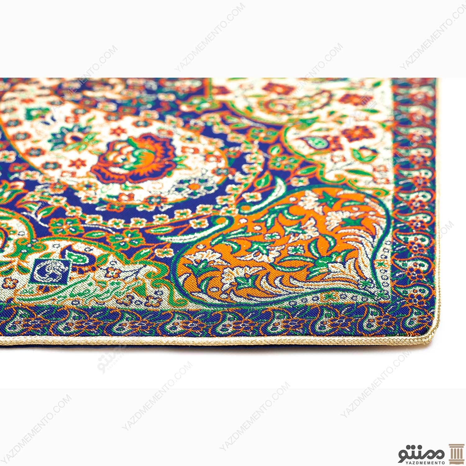 رومیزی ترمه مربع طرح هامون رنگ سرمه ای — تصویر ۵