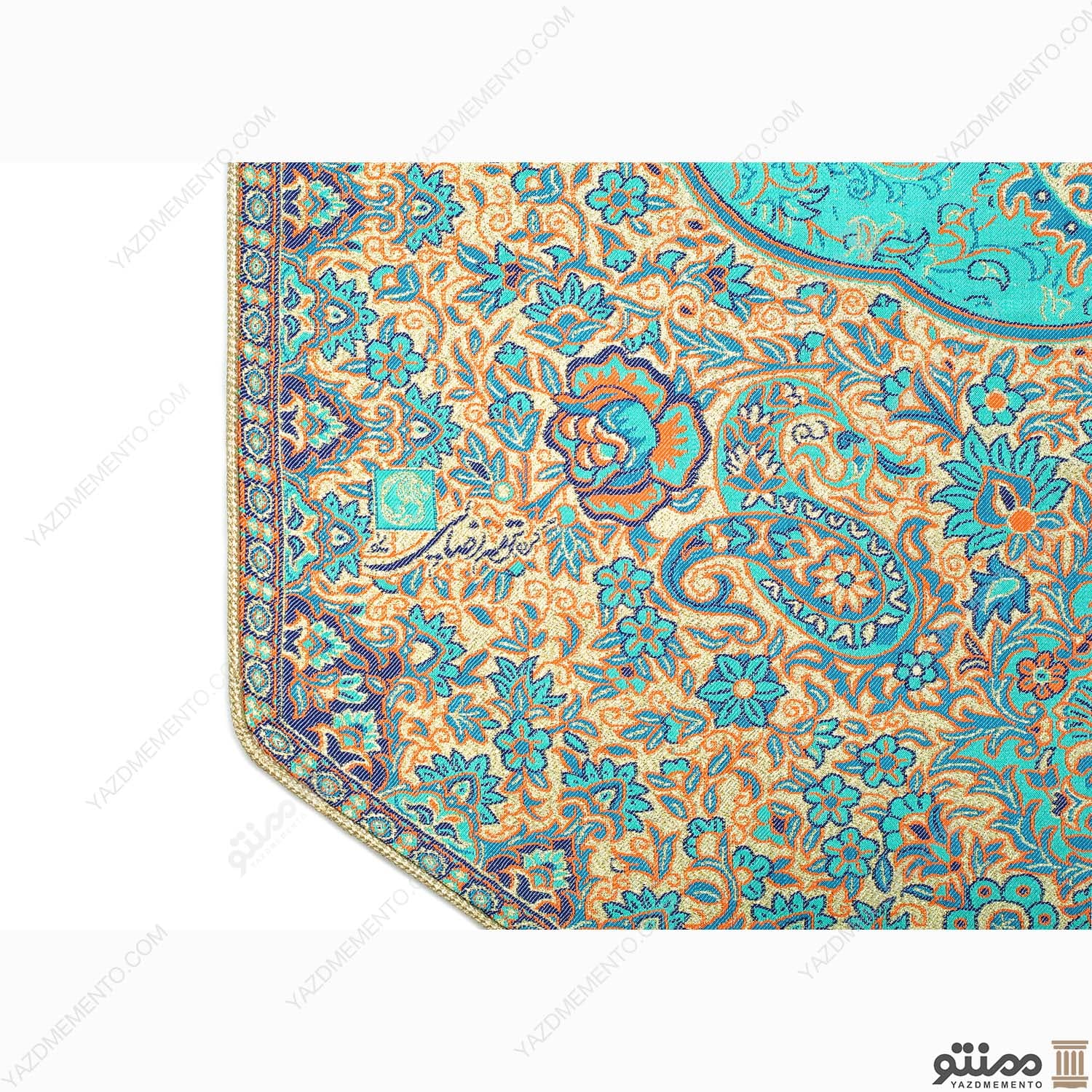سرویس کامل رومیزی ترمه طرح سپهر رنگ فیروزه ای — تصویر ۵