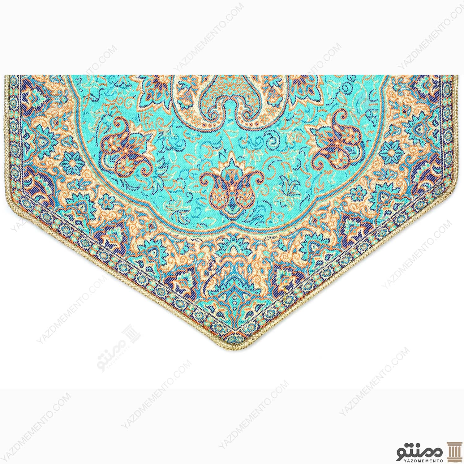 سرویس کامل رومیزی ترمه طرح سپهر رنگ فیروزه ای — تصویر ۴