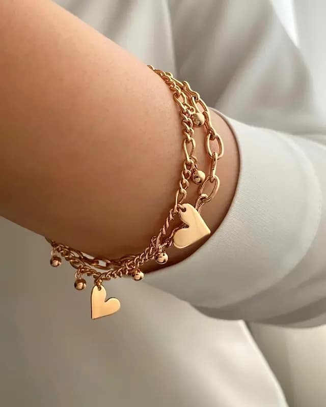 دستبند دو لاین آویز قلبی ژوپینگ — تصویر ۵