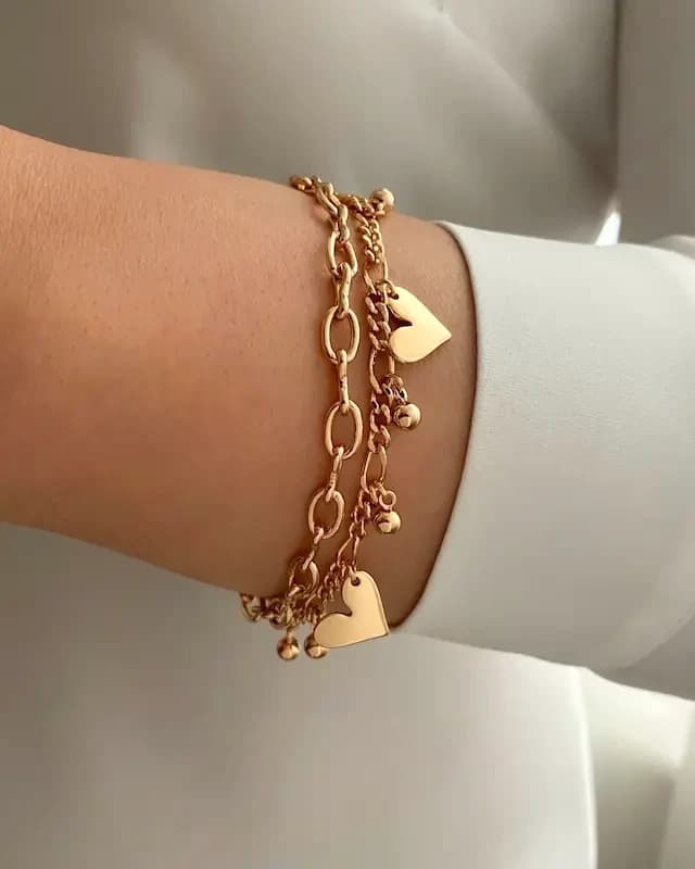 دستبند دو لاین آویز قلبی ژوپینگ — تصویر ۷