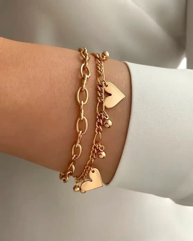 دستبند دو لاین آویز قلبی ژوپینگ — تصویر ۴