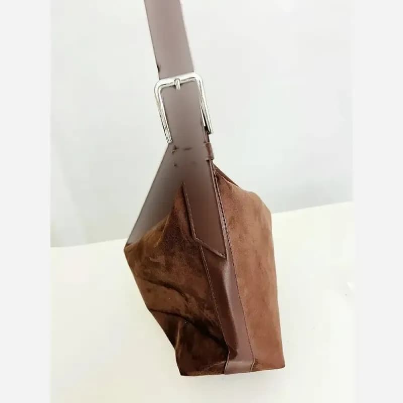 کیف زنانه جیر تک سگک رنگ شکلاتی — تصویر ۴
