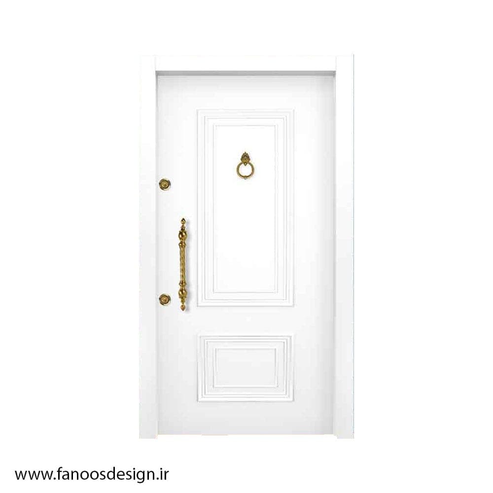 درب ضد سرقت سفید با روکش چوب کد MT498