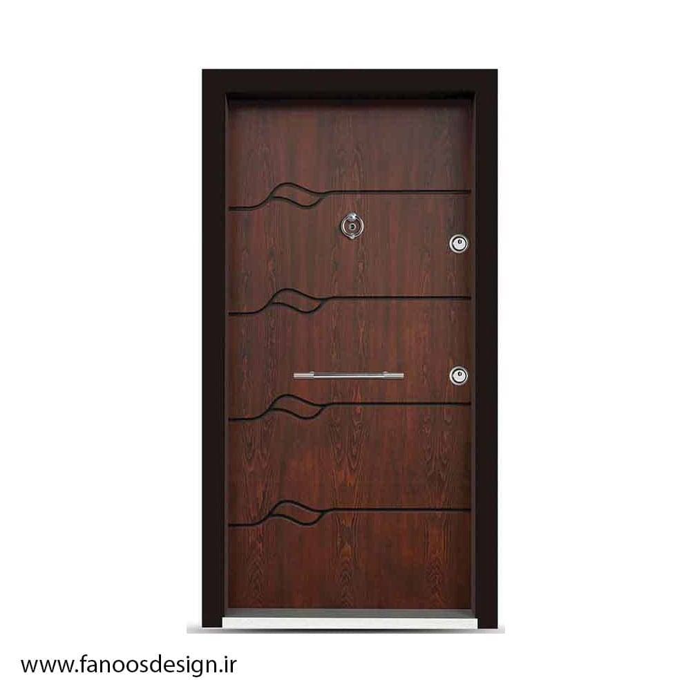 درب ضد سرقت کلاسیک با روکش راش و قاب طلایی کد MT426