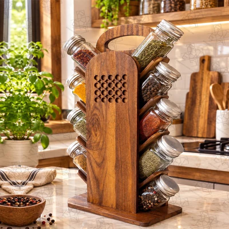 استند ادویه‌ی چوبی «درختی» — تصویر ۵