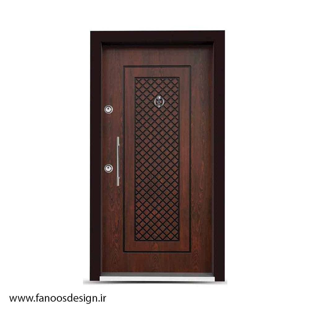 درب ضد سرقت با روکش چوب طبیعی و طراحی کلاسیک لوکس – کد MT410