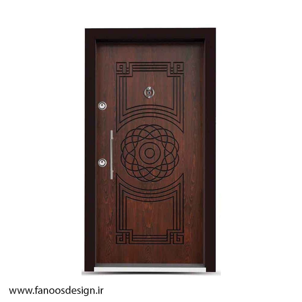 درب ضد سرقت با رویه چوب راش و طراحی کلاسیک اصیل- کد MT406