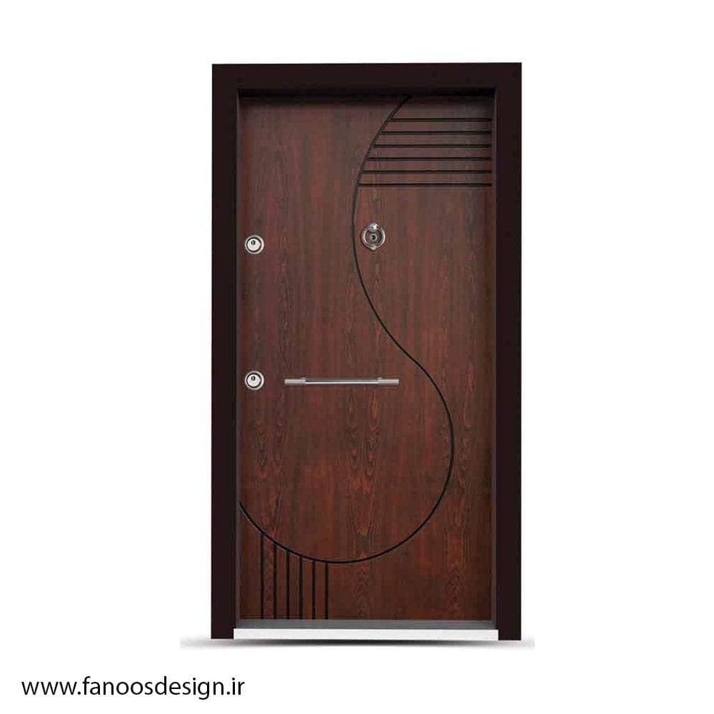 درب ضد سرقت روکش چوب گردو با طراحی کلاسیک لوکس – کد MT403