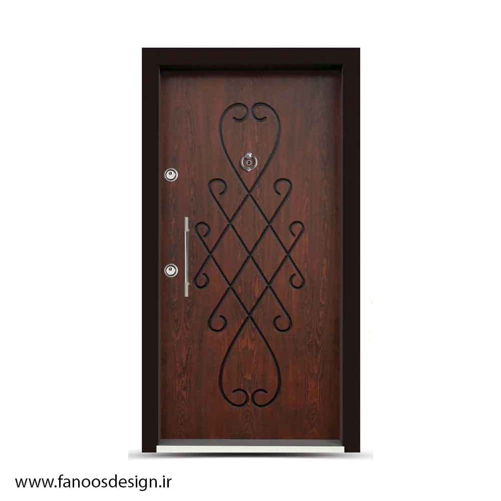 درب ضد سرقت روکش چوب طبیعی با طراحی کلاسیک لوکس – کد MT401