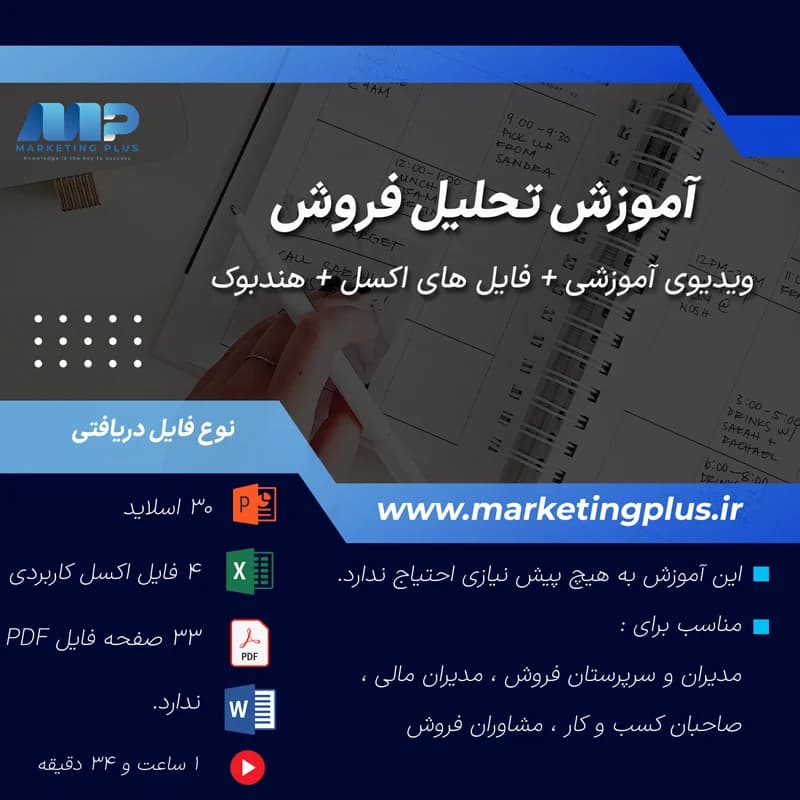 آموزش تحلیل فروش : هندبوک ، ویدیوهای آموزشی ، فایل و داشبورد آماده اکسل آنالیز داده های فروش — تصویر ۳