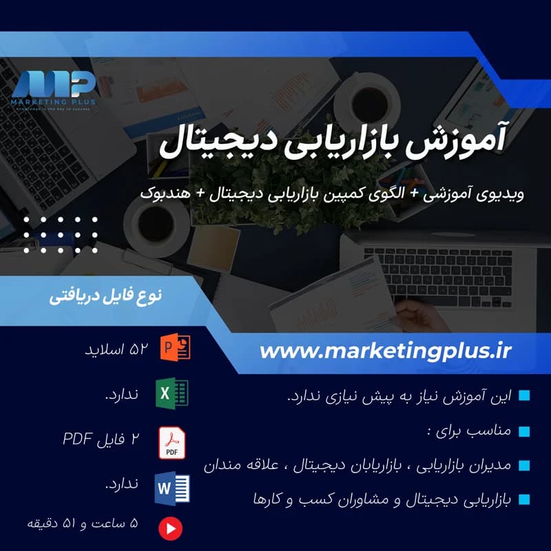 آموزش بازاریابی دیجیتال : پکیج آموزش ویدئویی ، هندبوک (PDF) ، الگو و پاورپوینت دیجیتال مارکتینگ — تصویر ۲