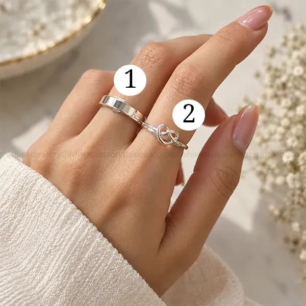 پک انگشتر زنانه نقره ای ترند — تصویر ۴