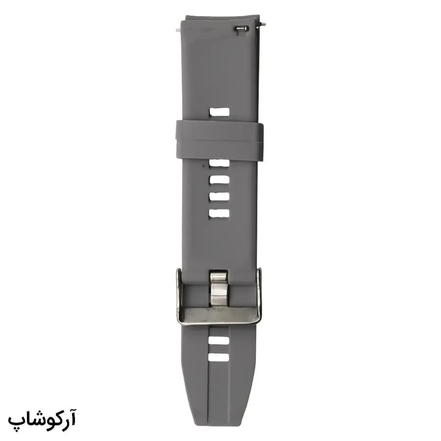 ساعت هوشمند SHOCK نقره‌ای، صفحه مشکی گرد، بند سیلیکونی و فلزی، قاب گرد مقاوم شوک، موتور دیجیتال هوشمند، شارژ مغناطیسی مدل KTL01 — تصویر ۸