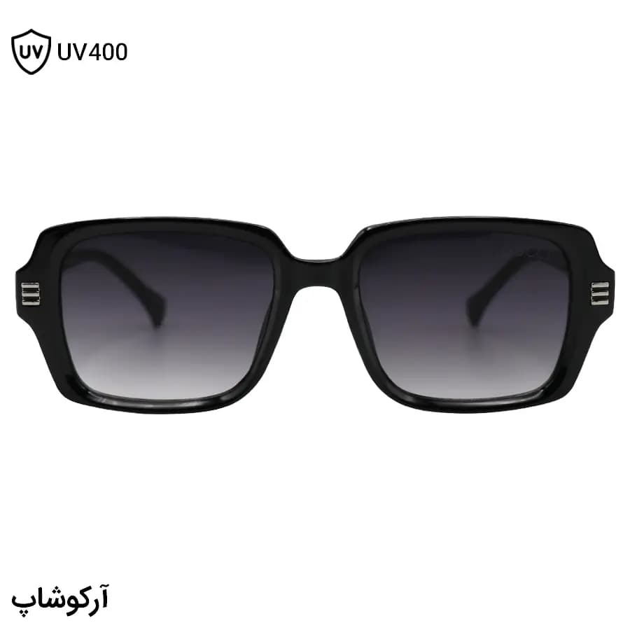 عینک آفتابی GUCCI با فریم مستطیلی شکل، رنگ مشکی براق و لنز دودی سایه روشن مدل 1136 — تصویر ۲