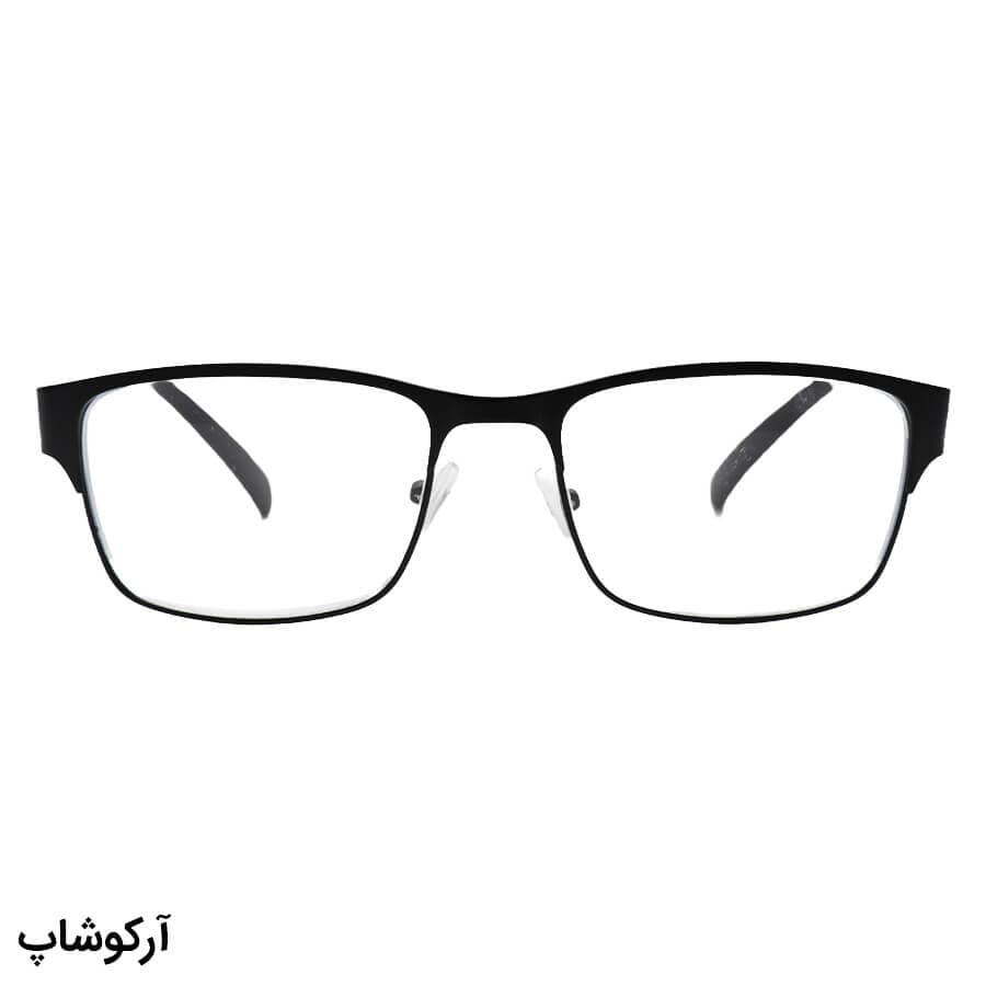 فریم عینک طبی مستطیلی شکل، رنگ مشکی، از جنس فلزی، دسته فنر دار و مشکی رنگ مدل 51125 — تصویر ۲