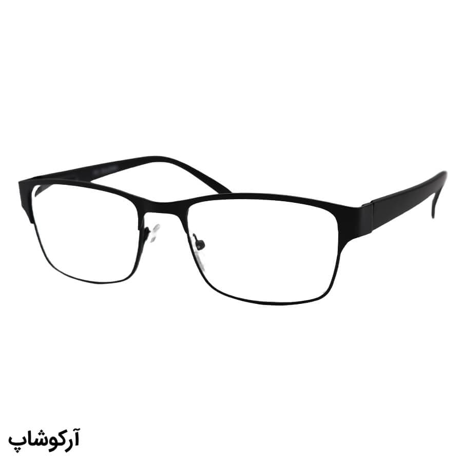 فریم عینک طبی مستطیلی شکل، رنگ مشکی، از جنس فلزی، دسته فنر دار و مشکی رنگ مدل 51125 — تصویر ۳