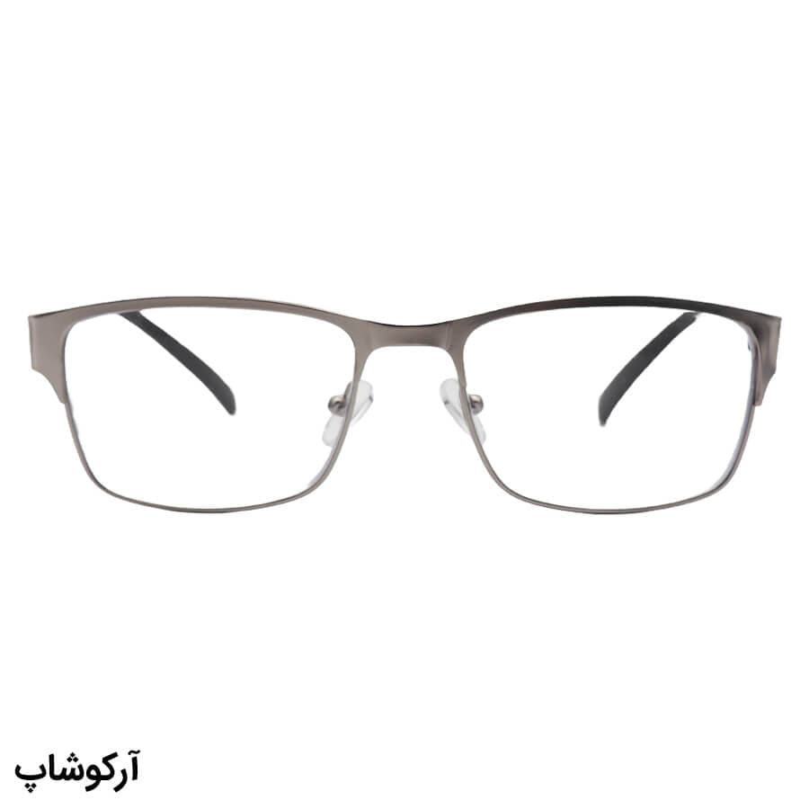 عینک مطالعه بلوکات نزدیک بین نمره +3.00 با فریم مستطیلی، رنگ نقره‌ای و دسته فنری مدل 51125 — تصویر ۲