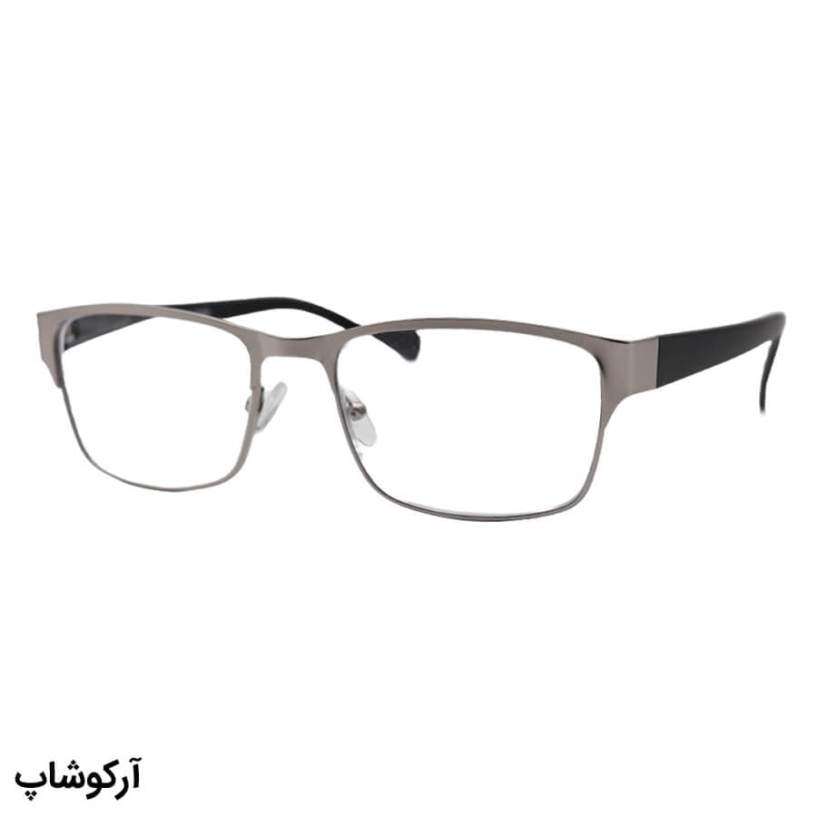 عینک مطالعه بلوکات نزدیک بین نمره +3.00 با فریم مستطیلی، رنگ نقره‌ای و دسته فنری مدل 51125 — تصویر ۳