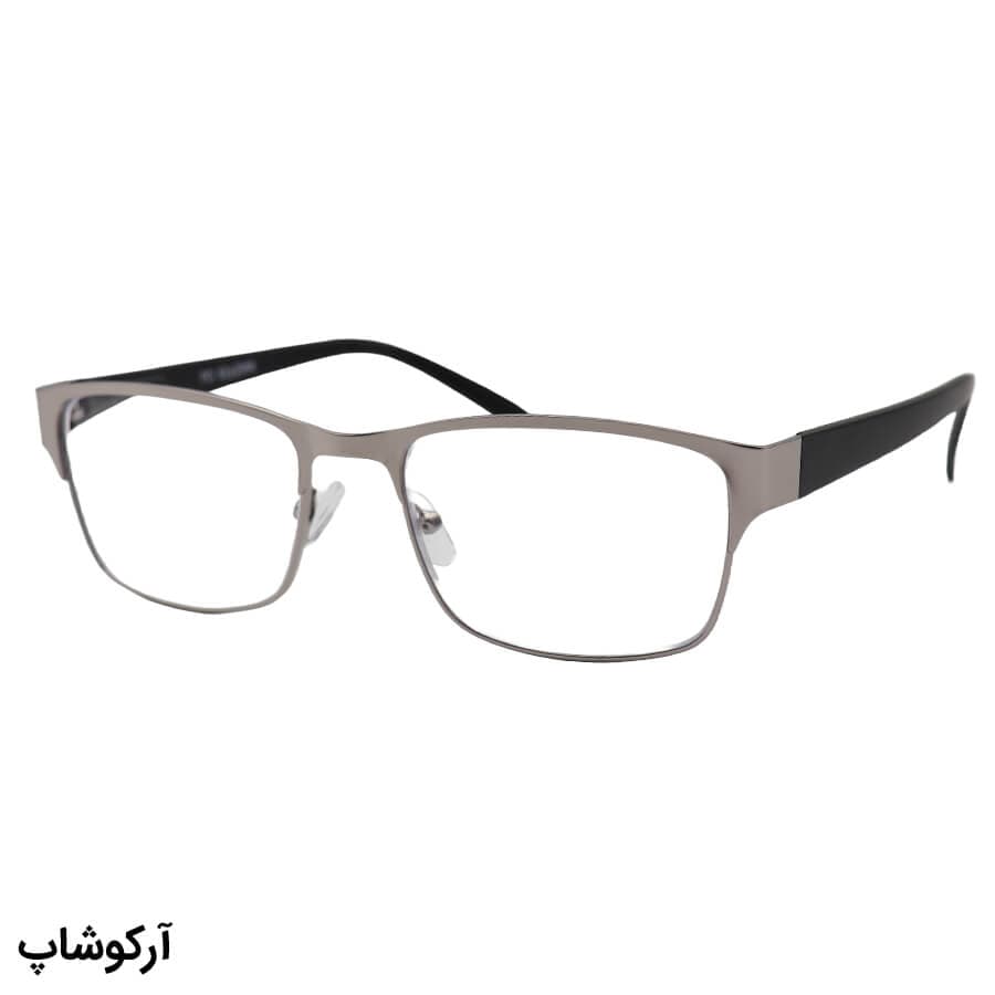 عینک مطالعه بلوکات نزدیک بین نمره +3.00 با فریم مستطیلی، رنگ نقره‌ای و دسته فنری مدل 51125 — تصویر ۴