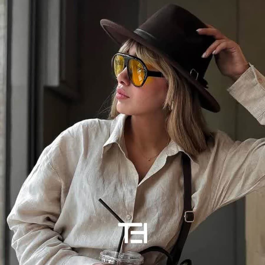 عینک آفتابی گوچی با فریم مشکی رنگ، شکل خلبانی، سایز بزرگ و لنز دودی سایه روشن مدل 94533 — تصویر ۲