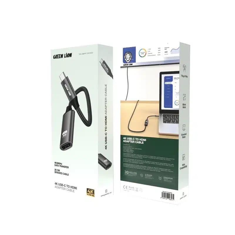 کابل تبدیل USB-C به HDMI گرین لاین GN4KCTHDMIBK، 4K@60Hz — تصویر ۴