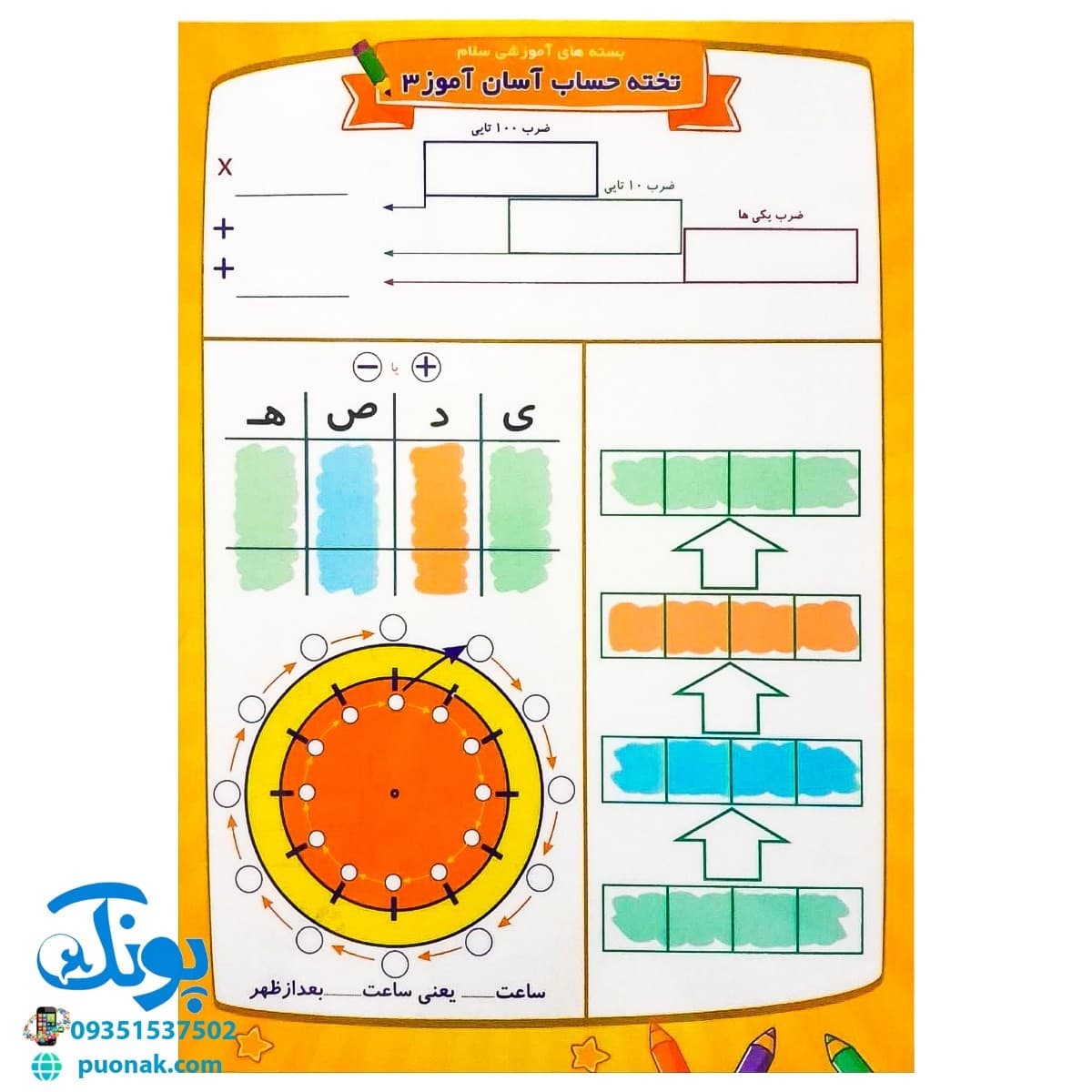 تخته حساب ریاضی سوم لمینت وایت بردی آسان آموز سلام