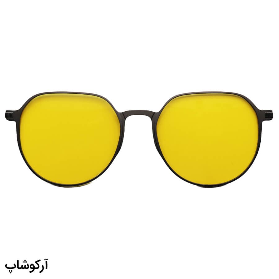 فریم عینک طبی چند کاوره با فریم رنگ نوک مدادی، گرد و از جنس آلومینیوم مدل 7023 — تصویر ۳