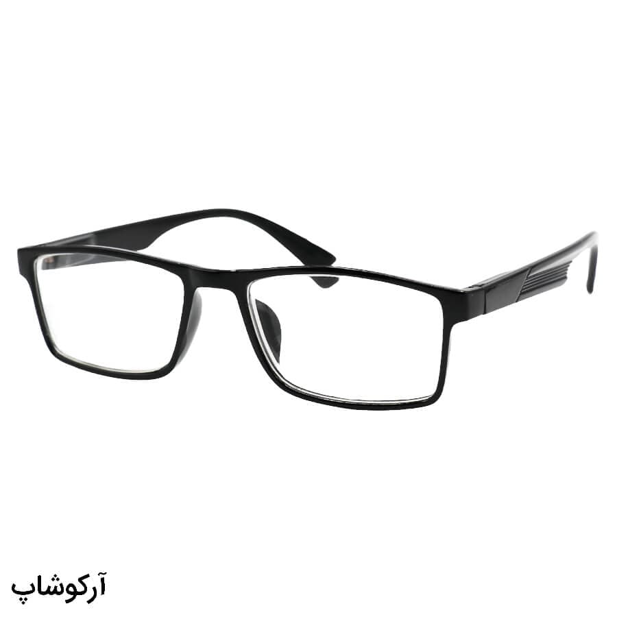 عینک طبی دوربین نمره -0.50 با فریم مستطیلی شکل، مشکی رنگ و دسته فنردار مدل 772