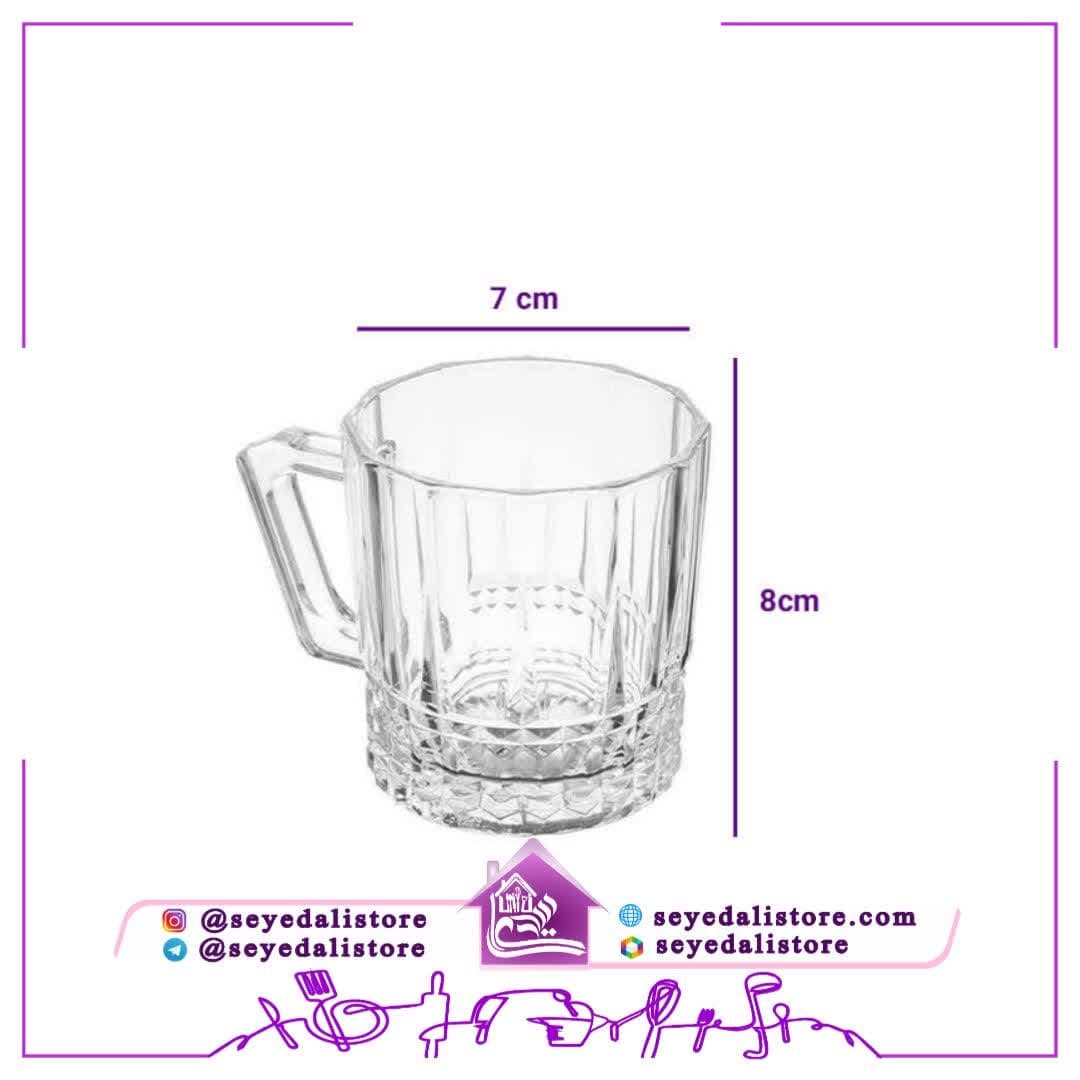استکان بلور آوا دسته دار مدل شیاردار (بسته ۶ عددی) — تصویر ۳
