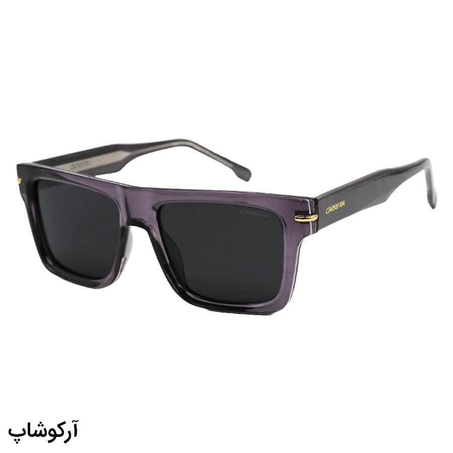 عینک آفتابی مردانه کاررا دسته سیم، بنفش رنگ، دسته طوسی و لنز دودی و پلاریزه مدل P58977