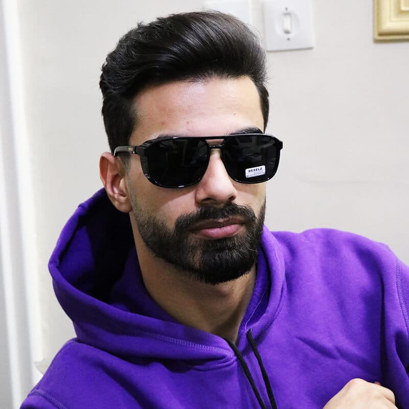 عینک آفتابی پلاریزه دیزل با فریم مشکی براق، بغل دار، کائوچو و لنز دودی تیره مدل P2371 — تصویر ۶