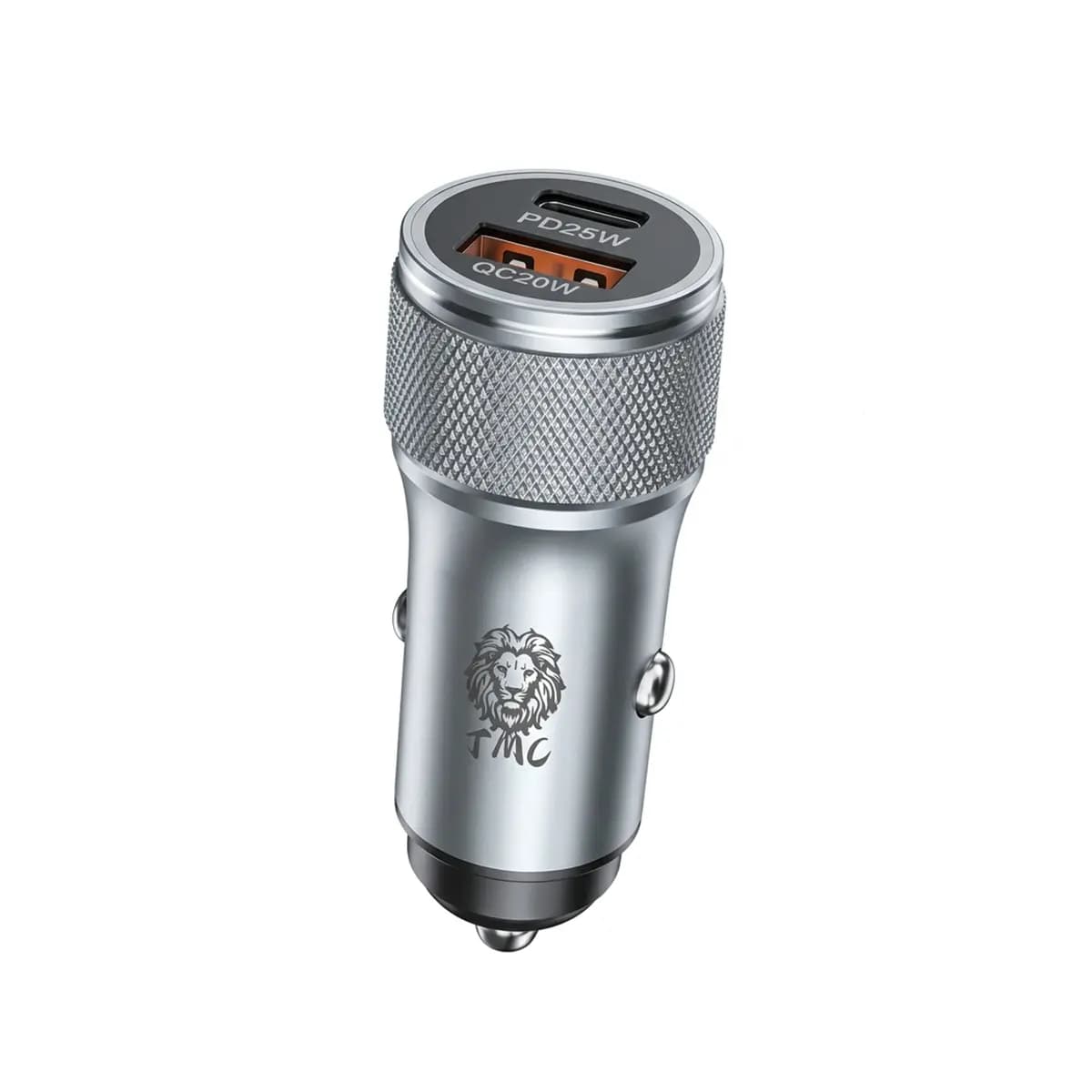 شارژر فندکی تایپ سی فست شارژ TMC مدل TM-C01 دو پورت با خروجی PD و USB بدنه فلزی — تصویر ۲
