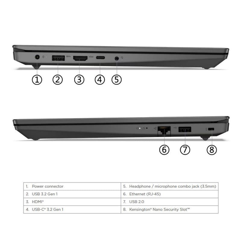 لپ‌تاپ 15.6 اینچی لنوو مدل V15 G4 IRU، مجهز به پردازنده Core i7-13620H، رم 16 گیگابایت DDR4 قابل ارتقا، حافظه SSD با ظرفیت 1 ترابایت ، نمایشگر Full HD مات TN، وبکم HD با شاتر حریم خصوصی و سیستم‌عامل W — تصویر ۱۰