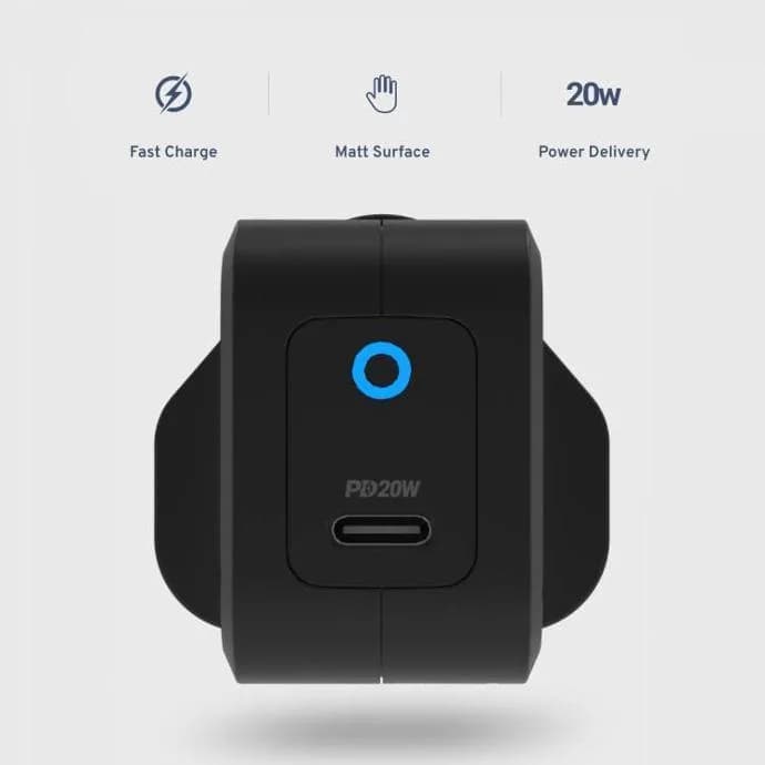 شارژر دیواری Powerology 20W PD GaN با USB-C | UK — تصویر ۳